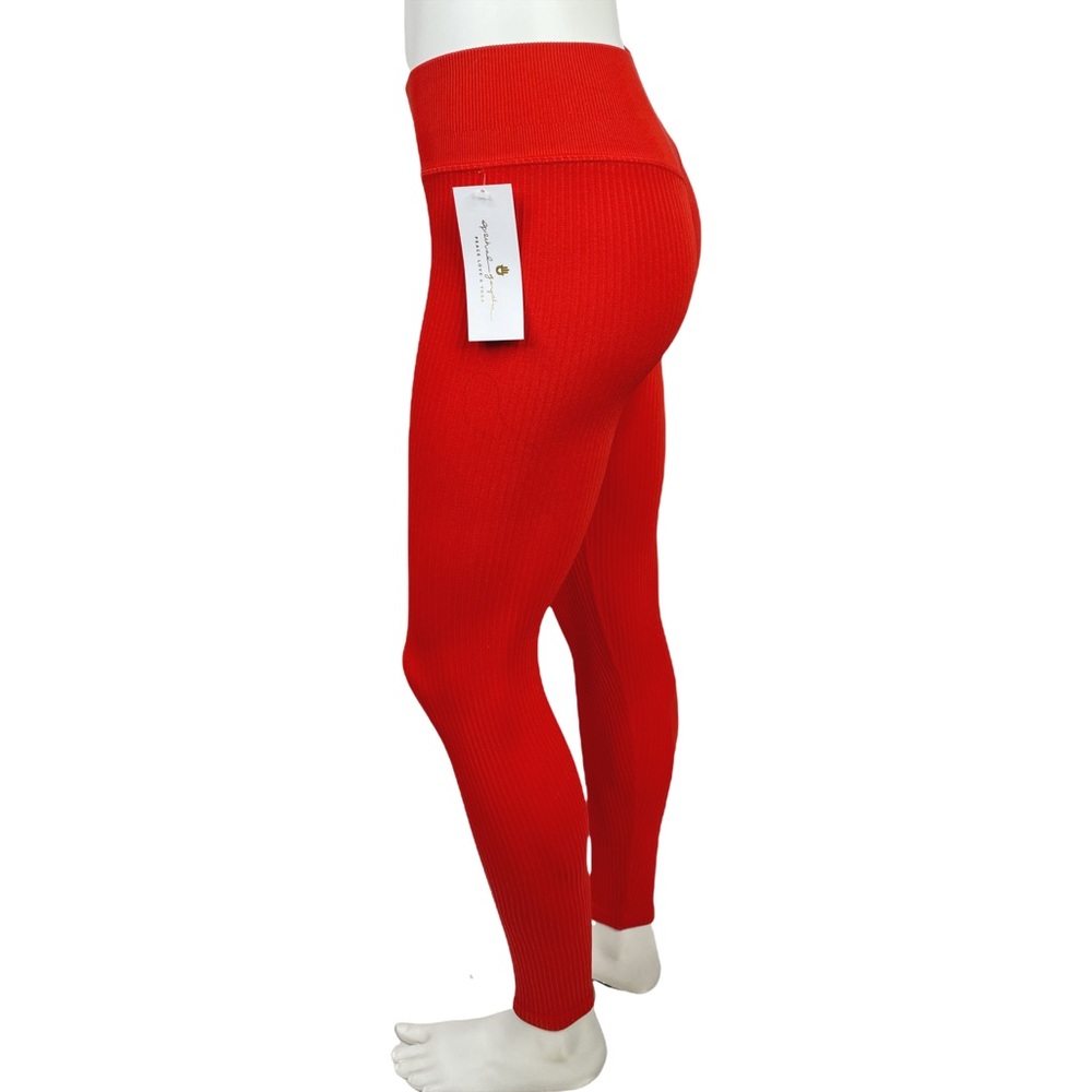 Spiritual Gangster Rishi Red Ribbed Yoga Leggings - Size Small